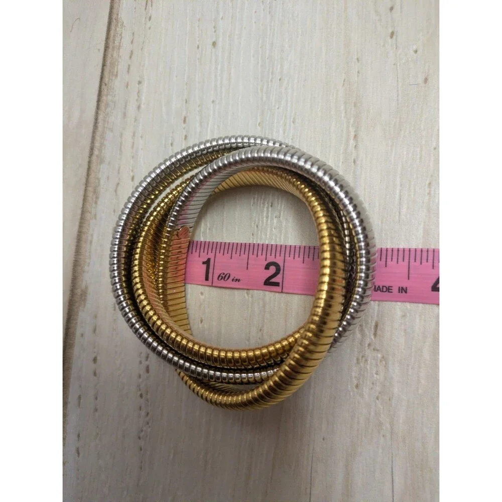 Two-Tone Gold & Silver Twist Coil Bracelet for Women